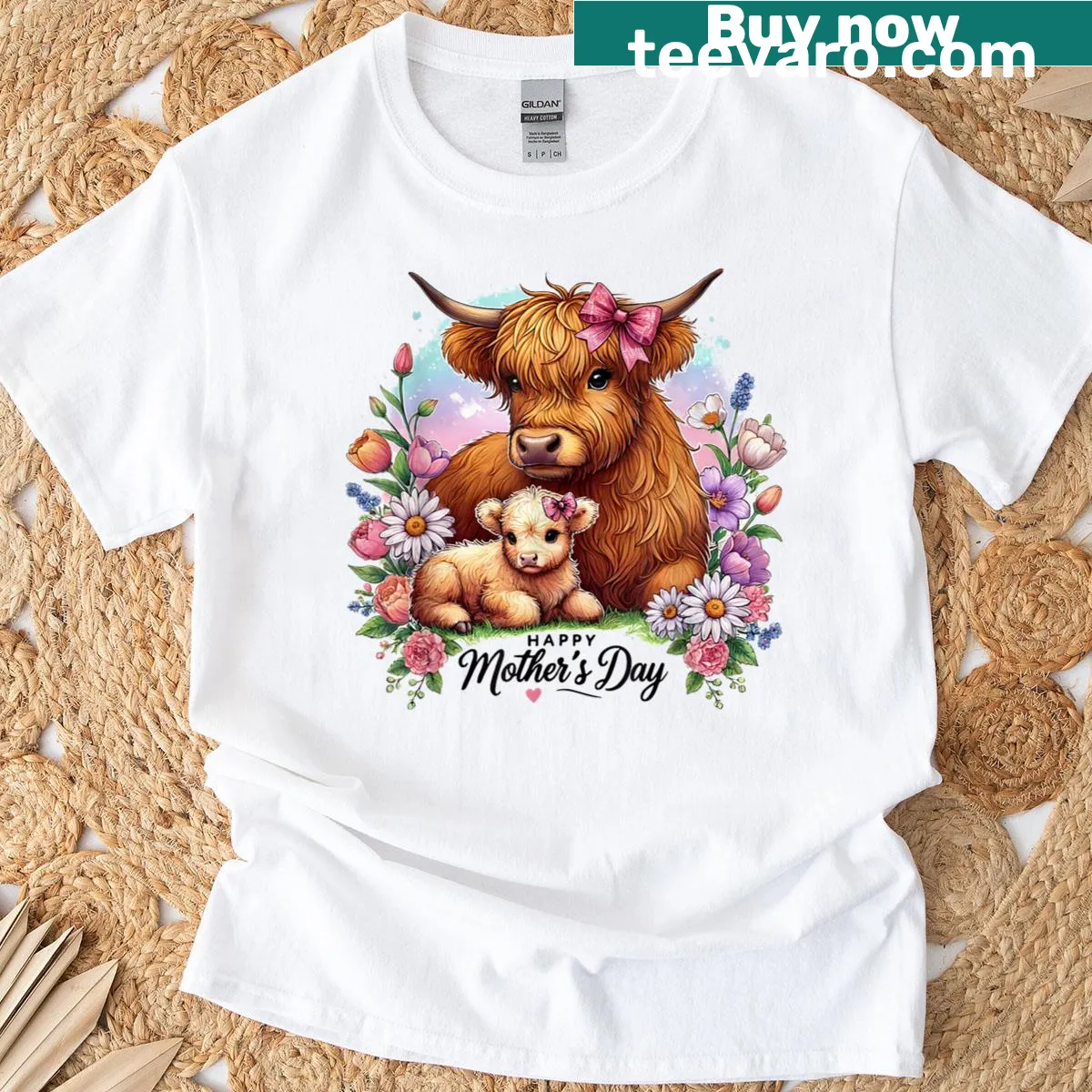 Floral cow design for Mother's Day on T-shirt — on a men's t-shirt