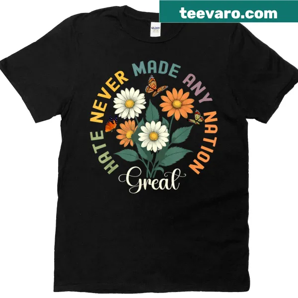 Floral T-shirt with peace butterflies and an inspirational message