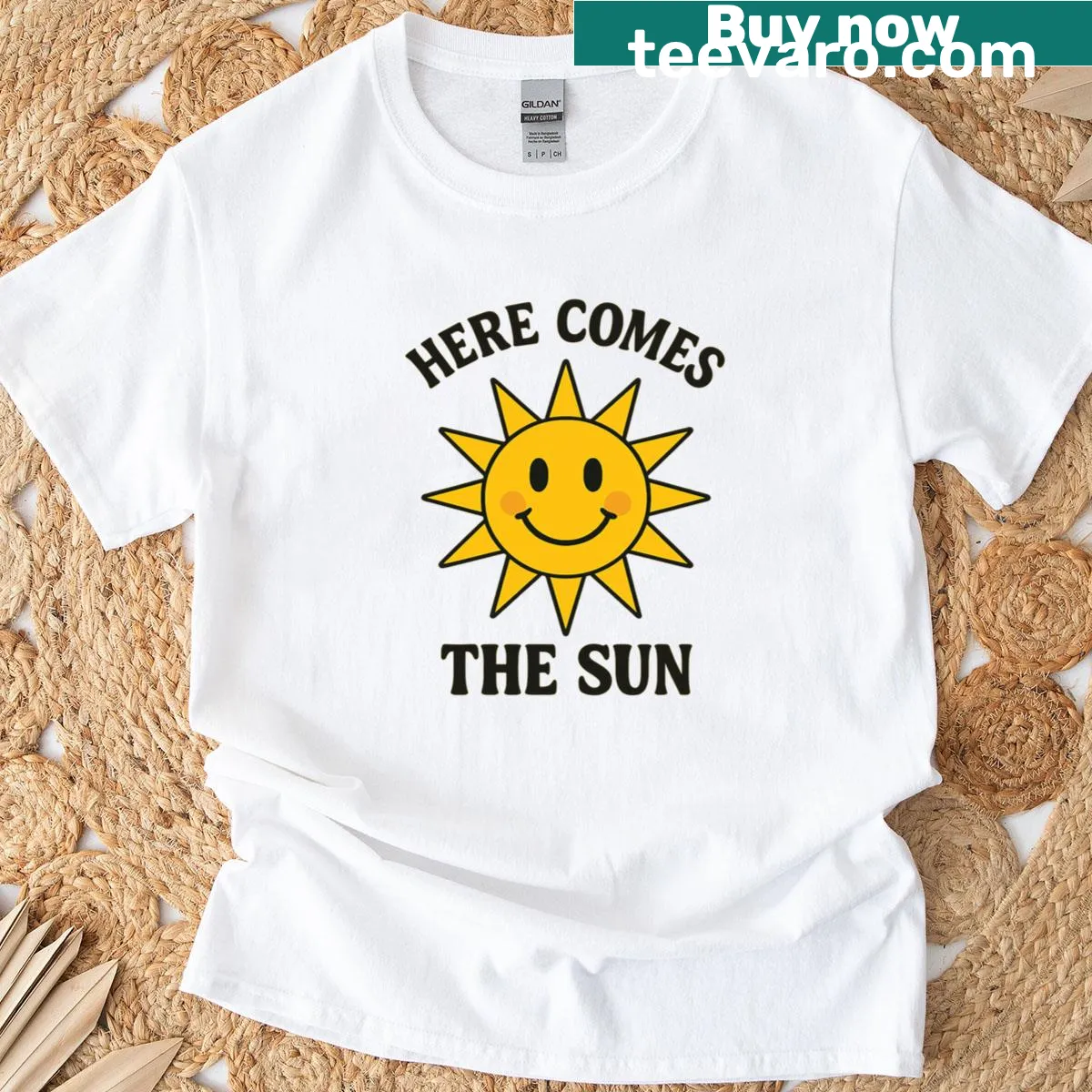 Nature-themed t-shirt with a sunny design — on a men's t-shirt