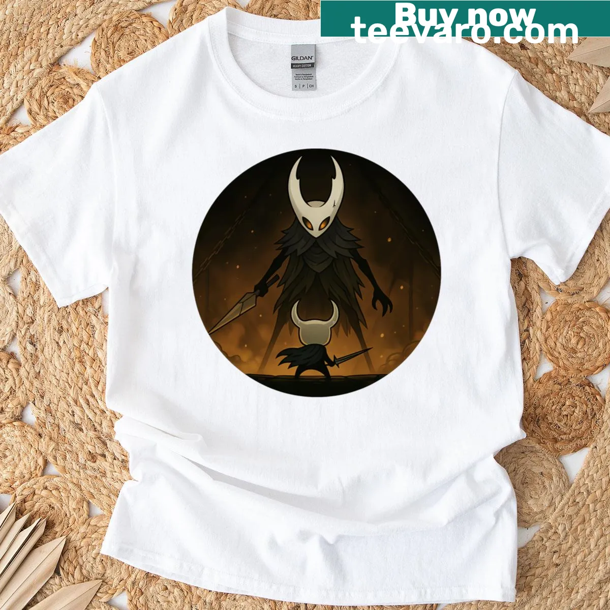 Hollow Knight t-shirt featuring a boss illustration — on a men's t-shirt