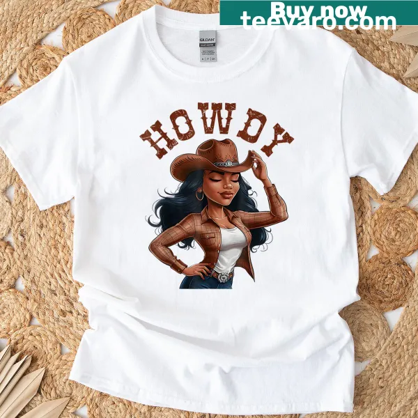 Illustrated Black Cowgirl t-shirt celebrating rodeo culture