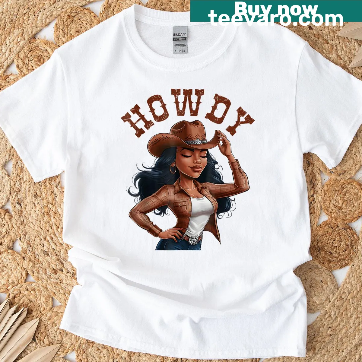 Illustrated Black Cowgirl t-shirt celebrating rodeo culture — on a men's t-shirt