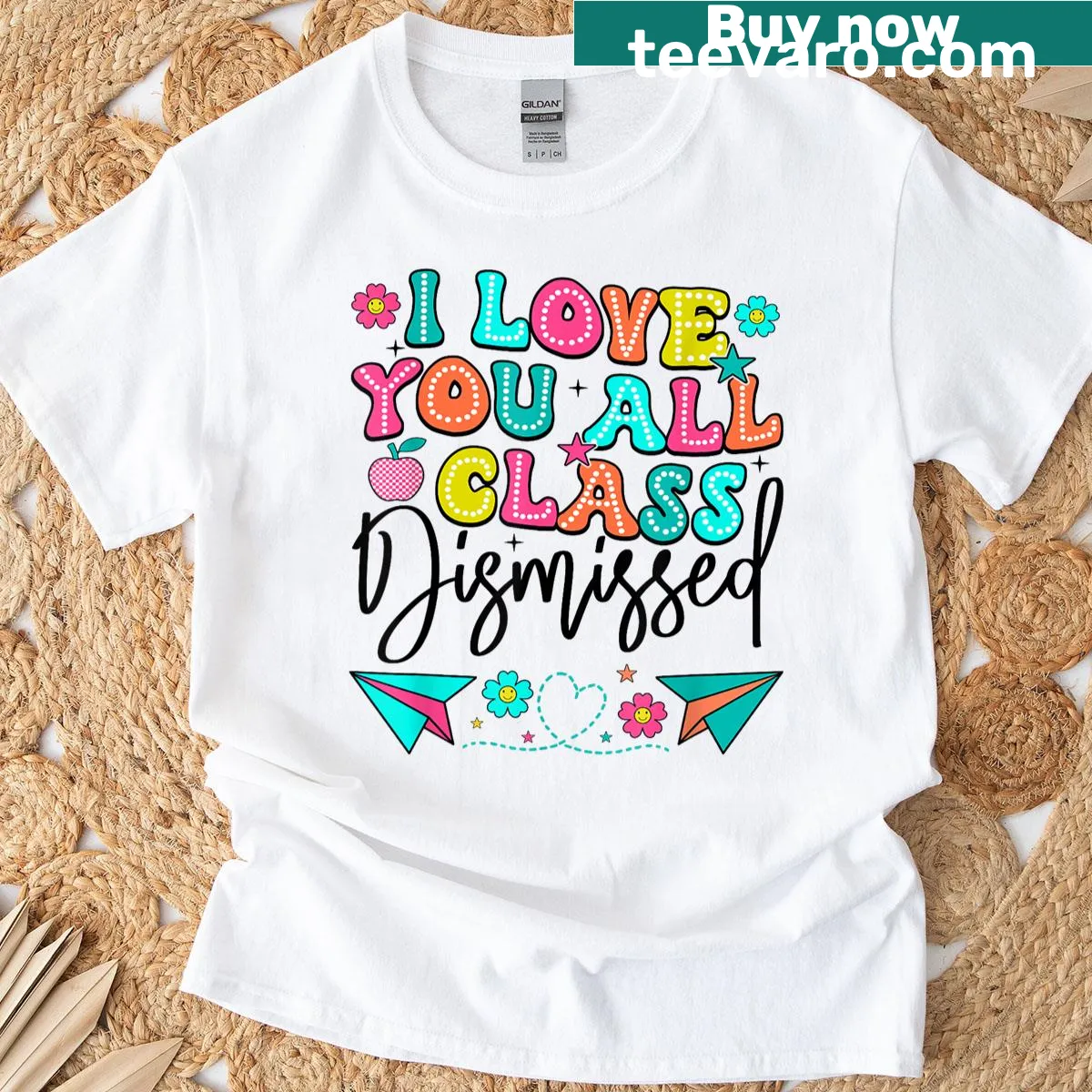 Teacher t-shirt with 'I Love You All Class Dismissed' message — on a men's t-shirt