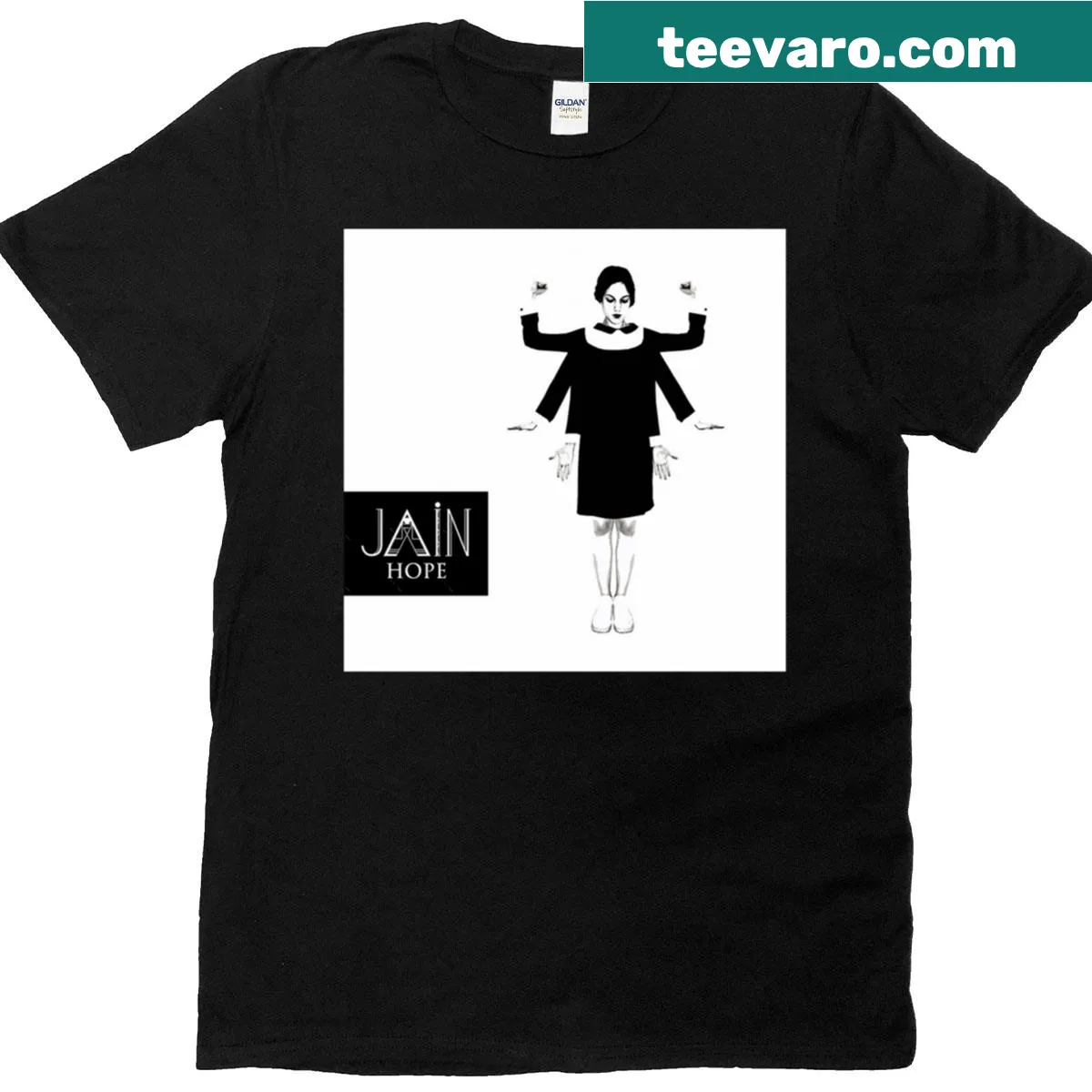 T-shirt featuring the title 'Hope' from Jain's album — on a men's t-shirt