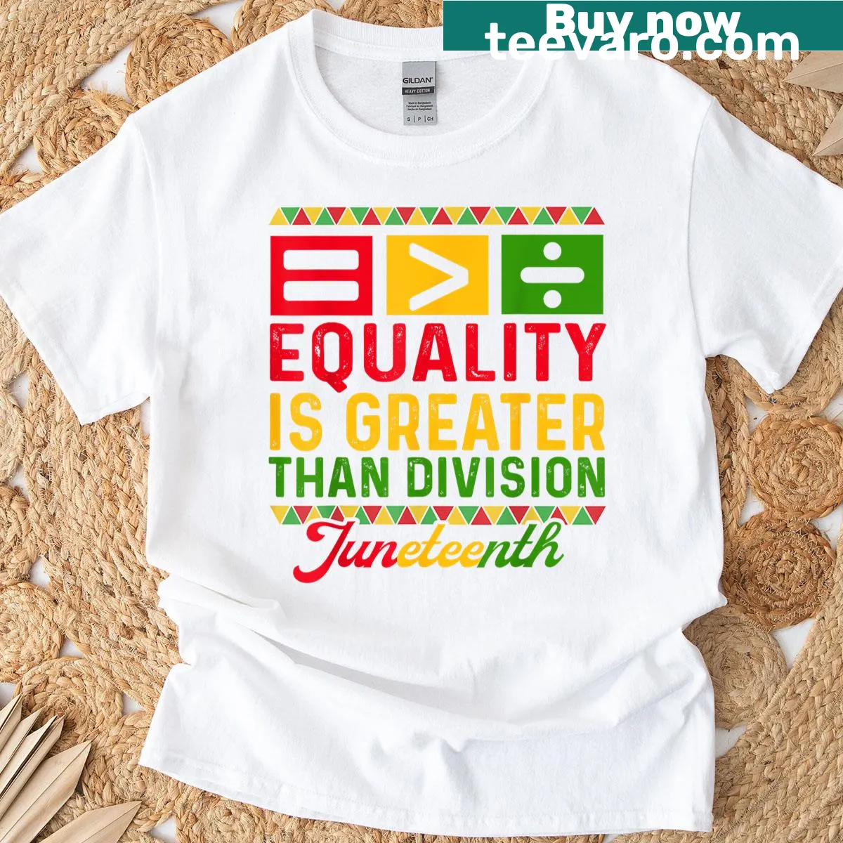 Juneteenth equality design with mathematical symbols on T-shirt — on a men's t-shirt