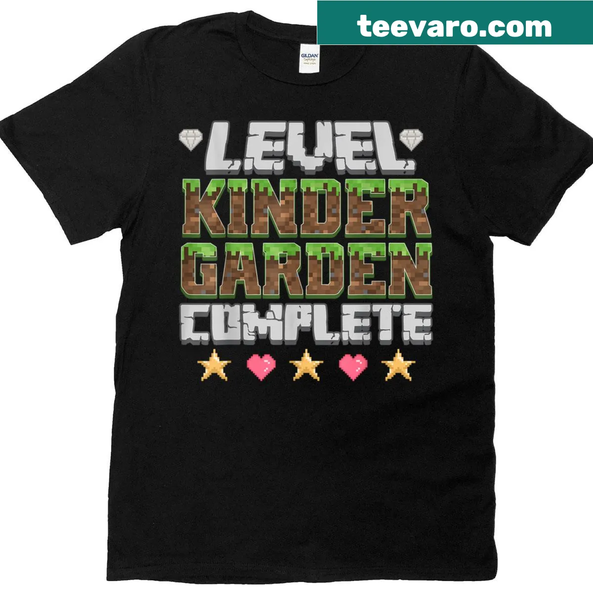 Pixel art T-shirt for kindergarten graduates with gaming theme — on a men's t-shirt