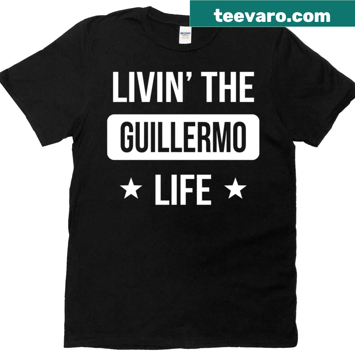 T-shirt celebrating family life with 'Livin The Guillermo Life' text — on a men's t-shirt