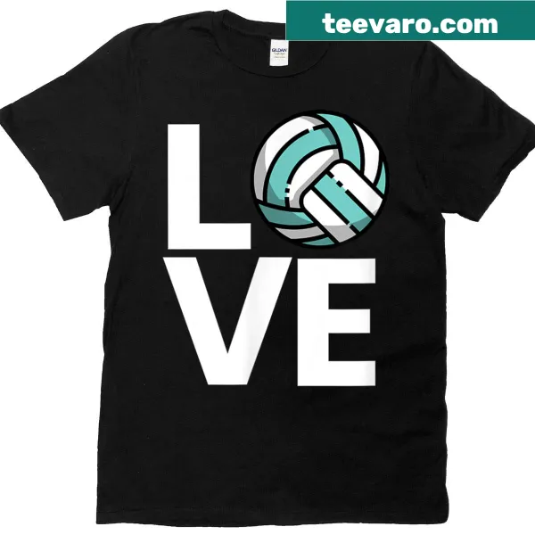 Volleyball themed Love t-shirt with playful graphics
