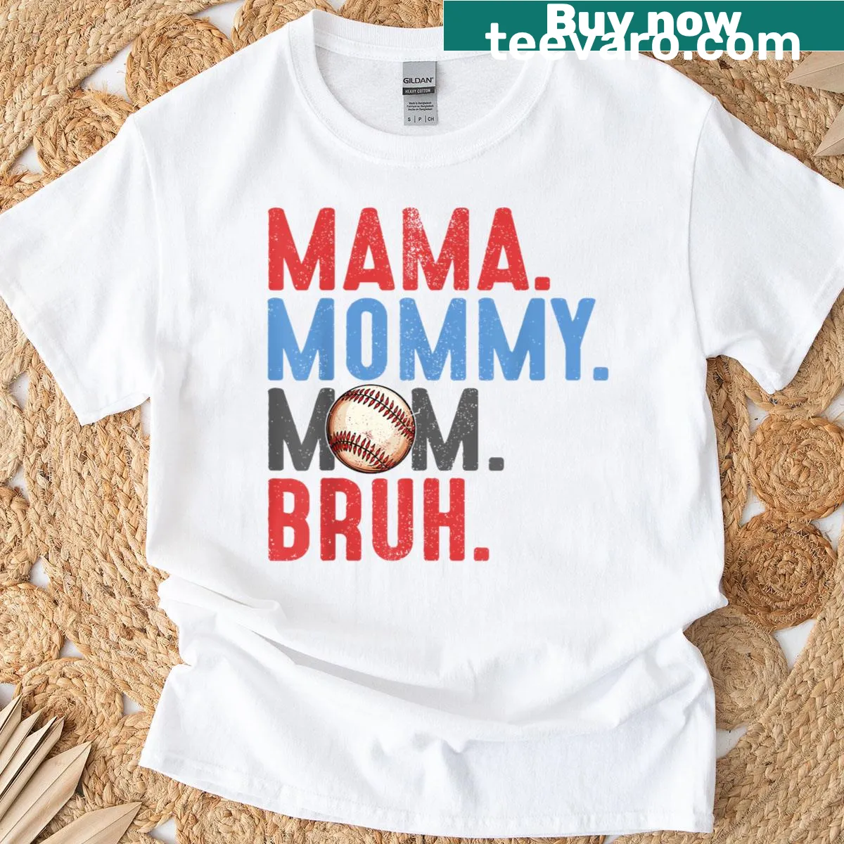 Vintage distressed tee with humorous Mom baseball theme design — on a men's t-shirt