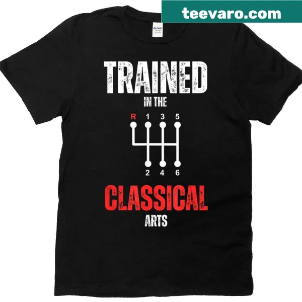 Vintage design t-shirt celebrating manual transmission cars