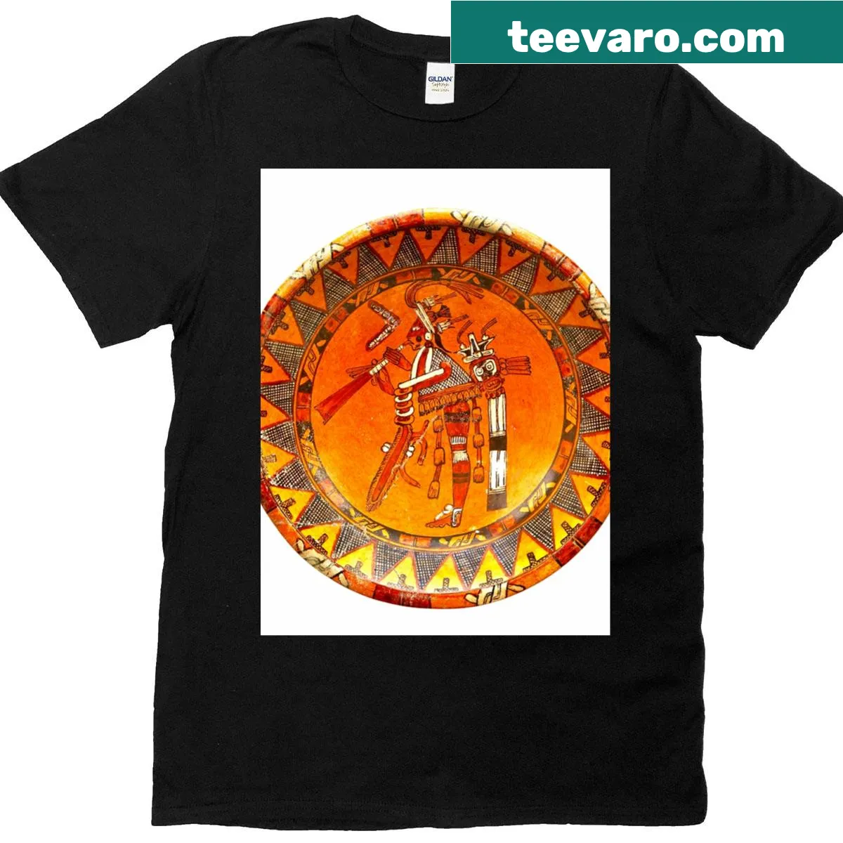 Graphic T-shirt featuring a detailed illustration of a trumpeter. — on a men's t-shirt