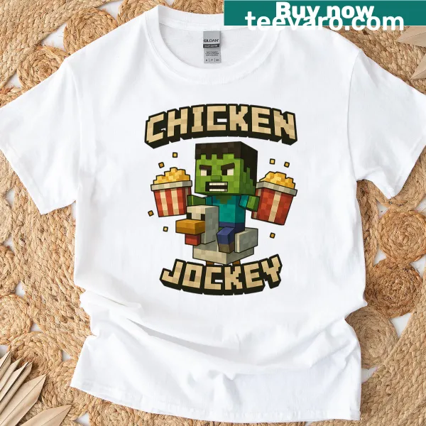 Cartoon Chicken Jokey design on a T-shirt