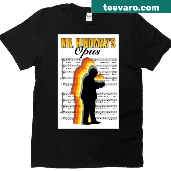 Typographic T-shirt featuring 'Mr Hindmans Opus' text