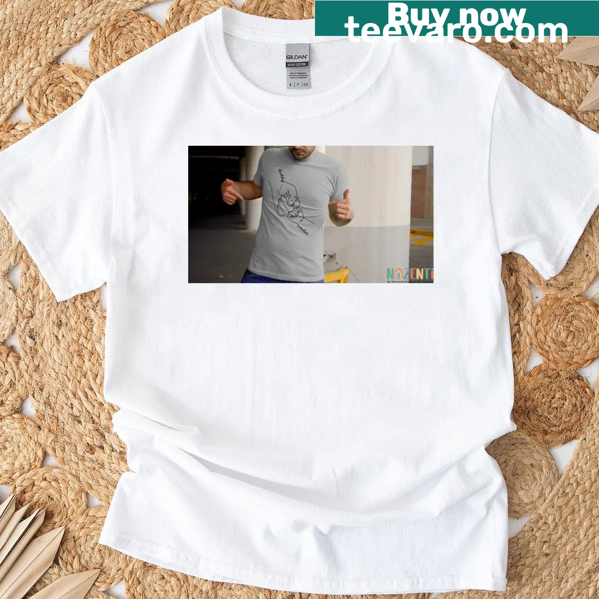 Personalized Father’s Day t-shirt with fist bump graphic — on a men's t-shirt
