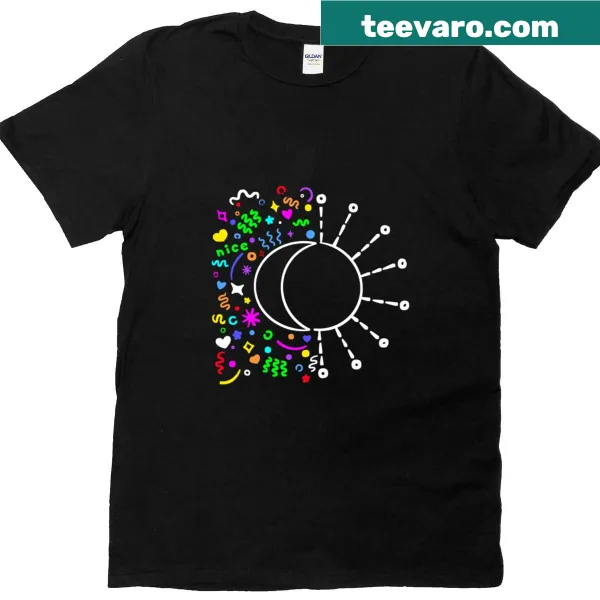 Minimalist T-shirt featuring a retro eclipse graphic.