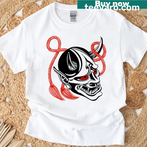 Minimalist Oni silhouette graphic on a T-shirt