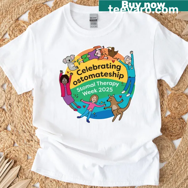 Typographic design promoting ostomy support on a T-shirt