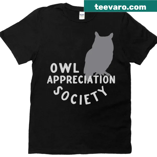 Owl-themed t-shirt with a collection of cute owls