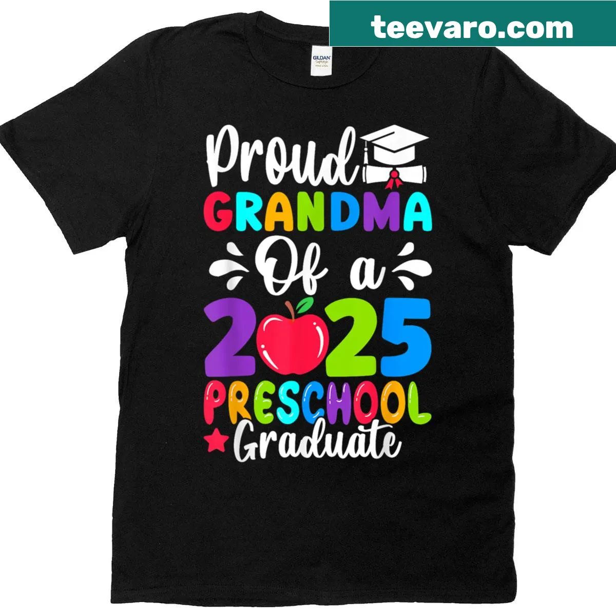 Proud Grandma Class Of 2025 Preschool Graduate T-shirt — on a men's t-shirt
