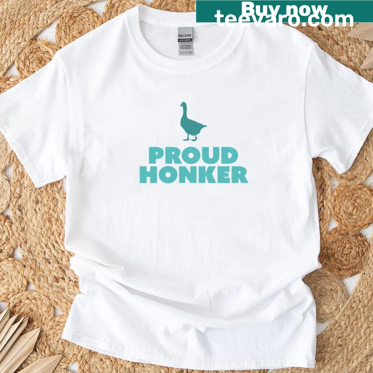 Cartoon graphic of a proud goose on a T-shirt — on a men's t-shirt