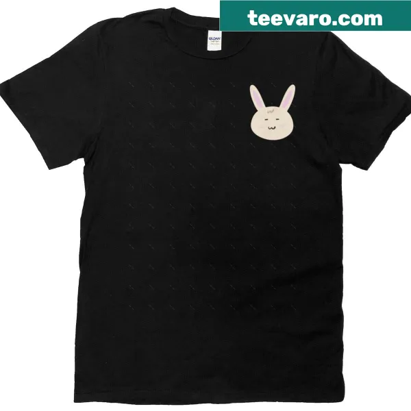 Oversized T-shirt with a cartoon rabbit face doodle