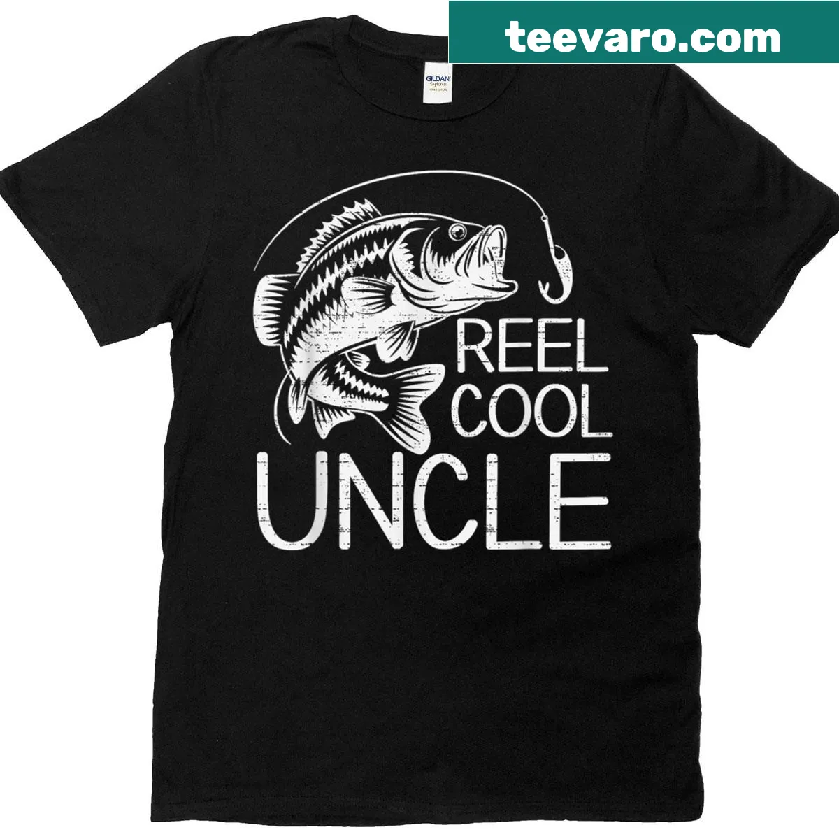 Playful fishing-themed T-shirt for cool uncles. — on a men's t-shirt