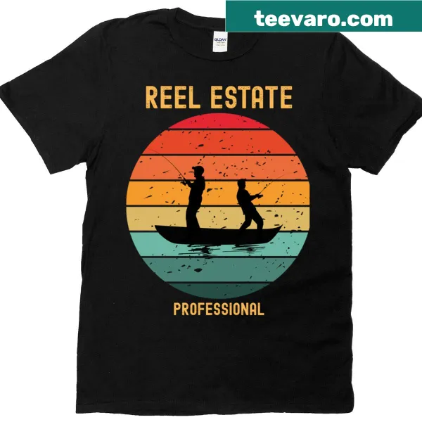 T-shirt with the phrase 'Reel Estate Professional' in playful typography