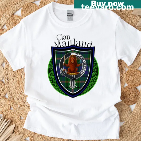 Scottish Clan Maitland T-shirt with tartan and crest design
