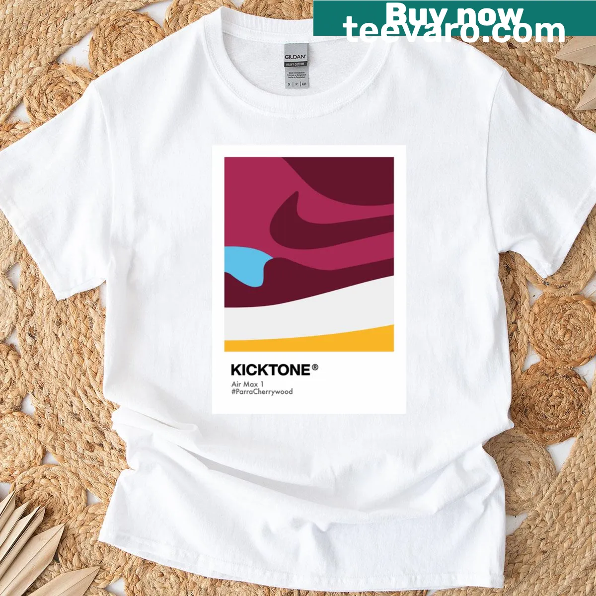 Artistic T-shirt featuring Air Max 1 Parra Cherrywood design — on a men's t-shirt