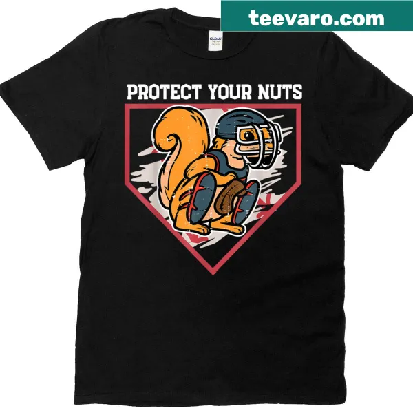 Cartoon squirrel baseball catcher T-shirt