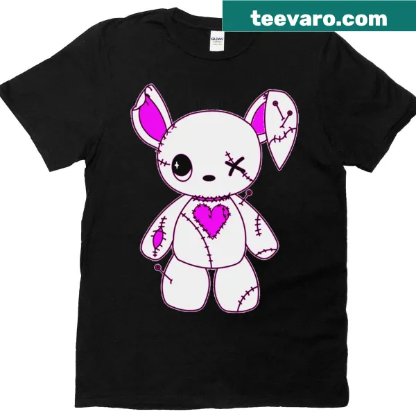 Adorable oversized T-shirt featuring a stitched plushy bunny design