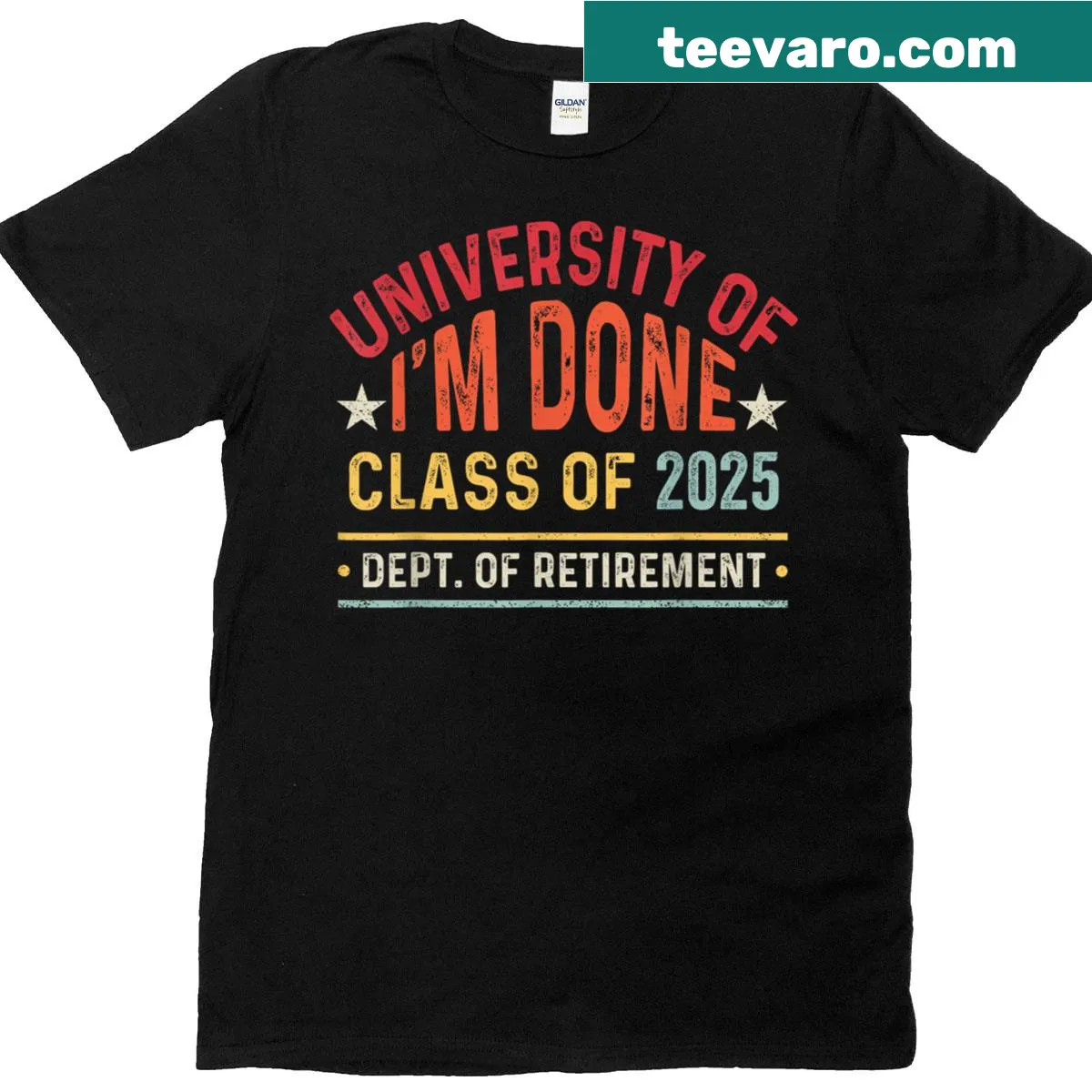 Retirement t-shirt for teachers with humorous 'I'm Done' text — on a men's t-shirt