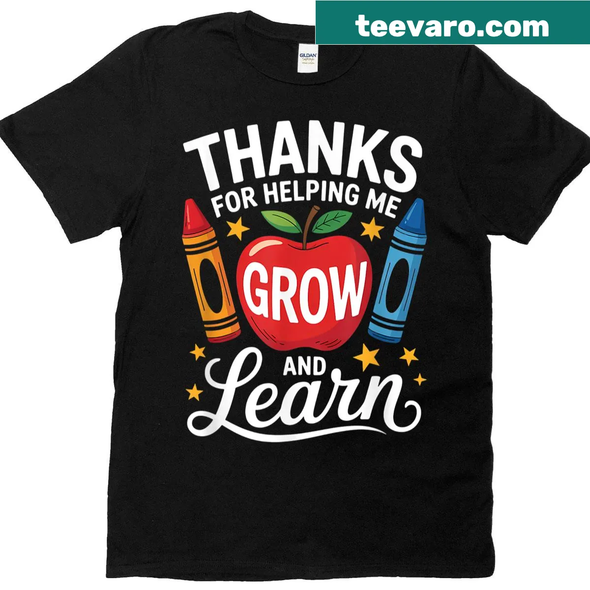 Sentimental teacher appreciation T-shirt with 'Thanks For Helping Me Grow And Learn' text — on a men's t-shirt