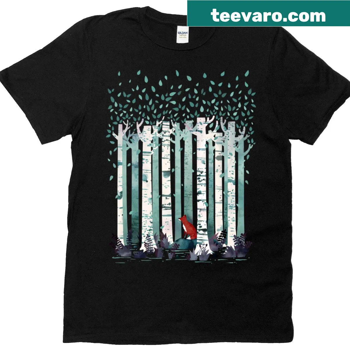 T-shirt featuring an illustration of birch trees — on a men's t-shirt