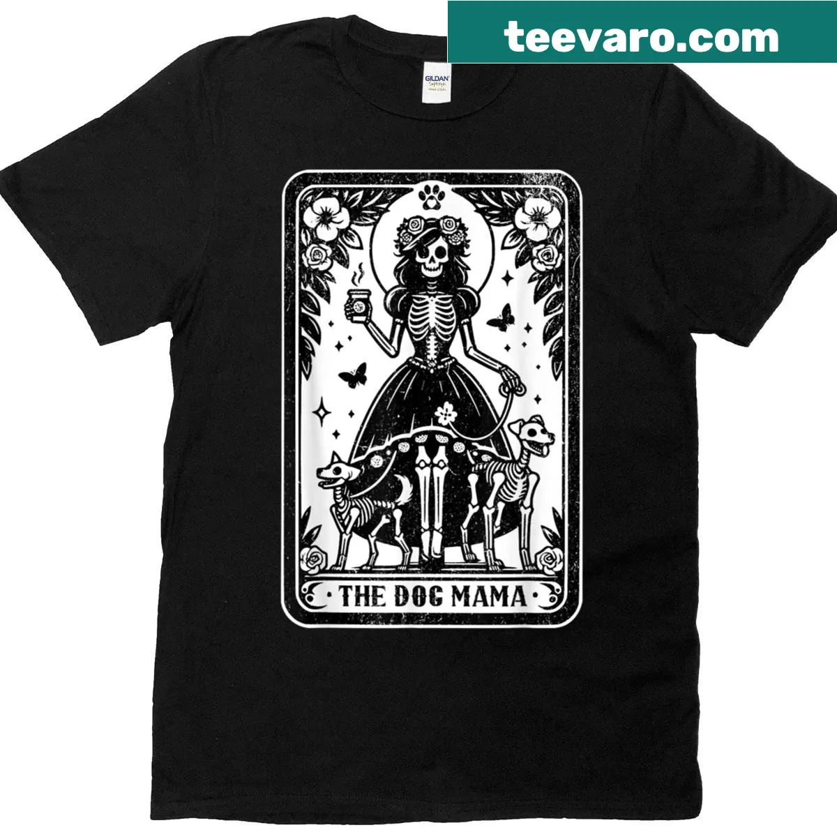 Tarot card design featuring 'Dog Mama' for pet lovers — on a men's t-shirt