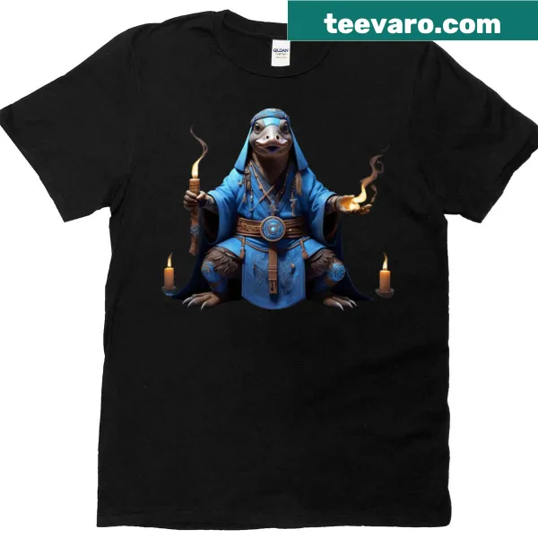 Cartoon platypus design on oversized T-shirt