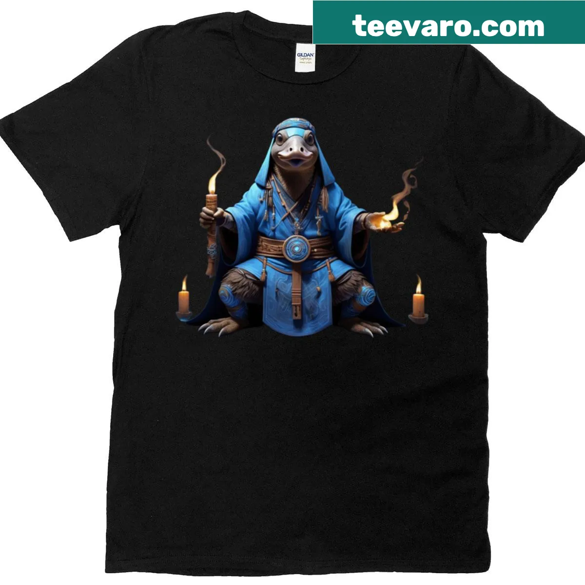 Cartoon platypus design on oversized T-shirt — on a men's t-shirt