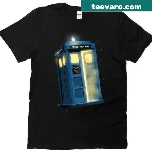 Iconic TARDIS graphic on a T-shirt