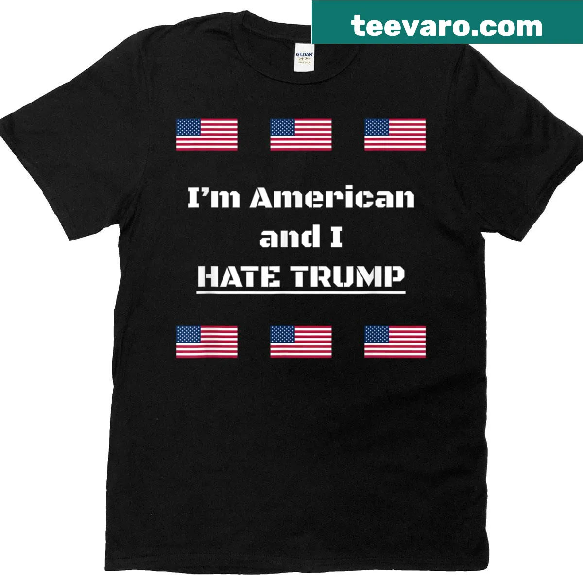 Sarcastic travel T-shirt with bold anti-Trump message. — on a men's t-shirt