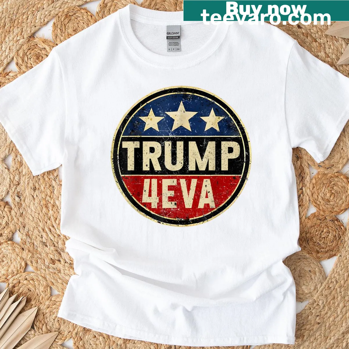 Trump 4eva shirt with bold text for Fourth of July celebrations. — on a men's t-shirt