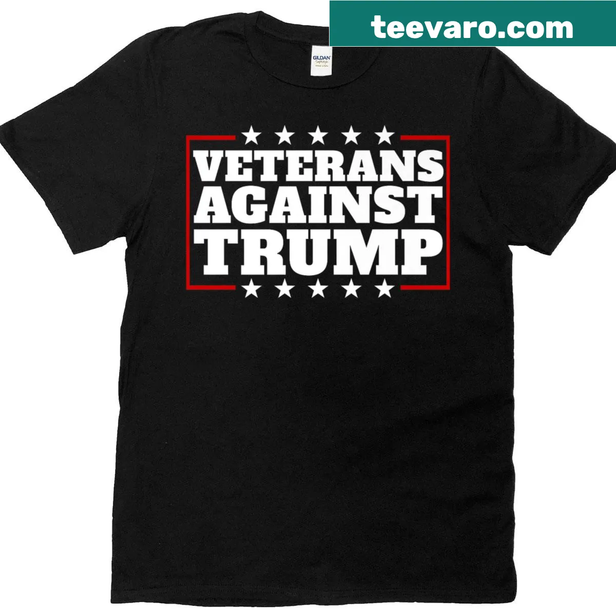 Anti-Trump T-shirt for veterans with bold text — on a men's t-shirt
