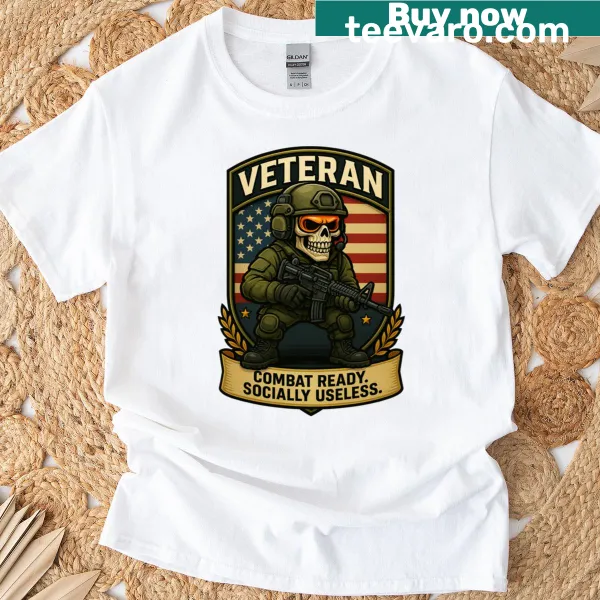 Cheeky text design about veterans on a casual T-shirt
