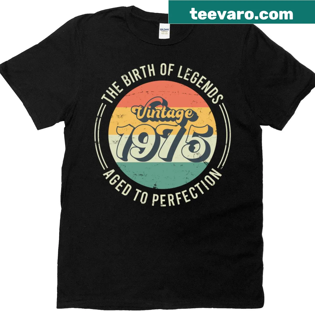 Typography T-shirt celebrating 50th birthday with 'The Birth Of Legends' text — on a men's t-shirt