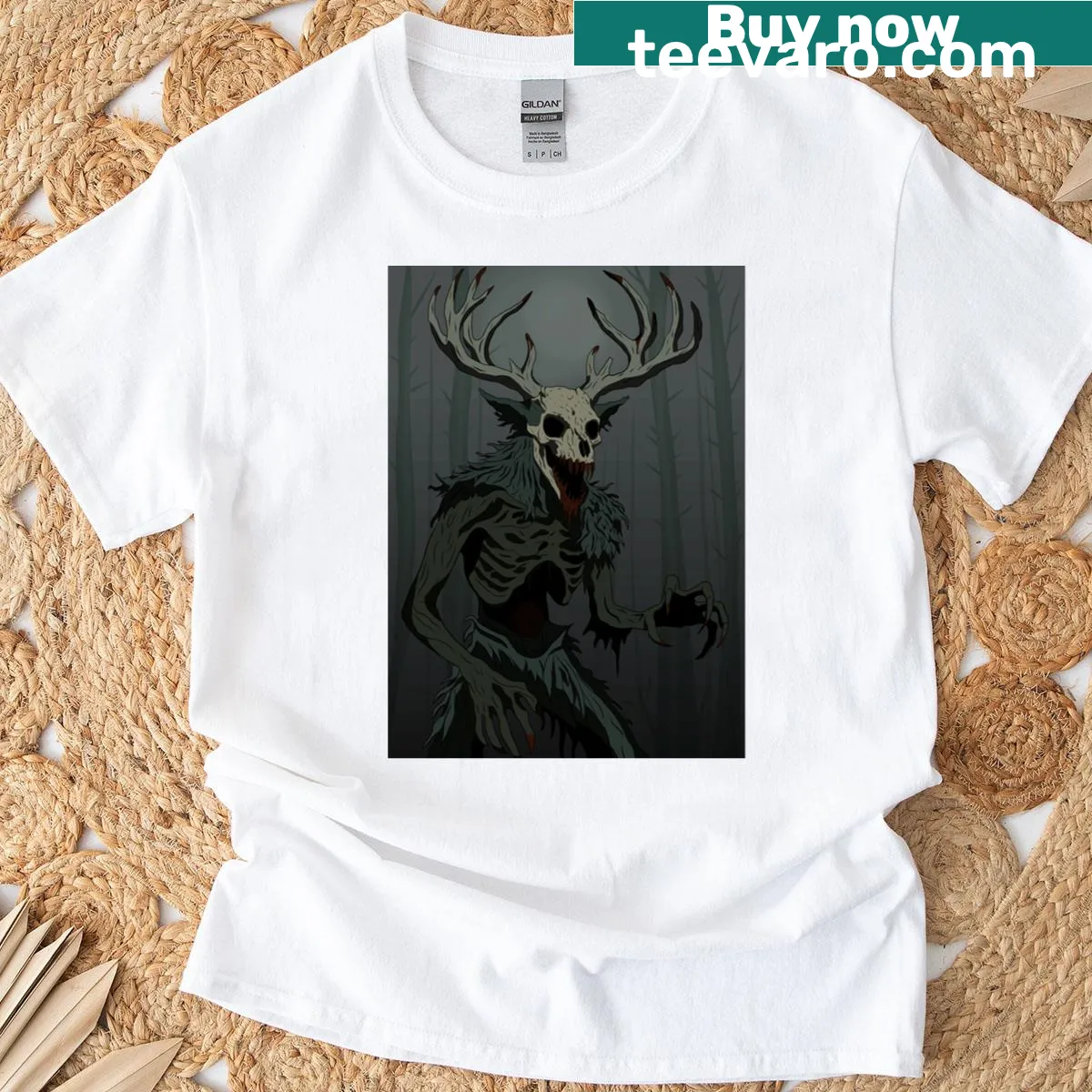 Illustration of a Wendigo design on a T-shirt, reflecting horror folklore. — on a men's t-shirt