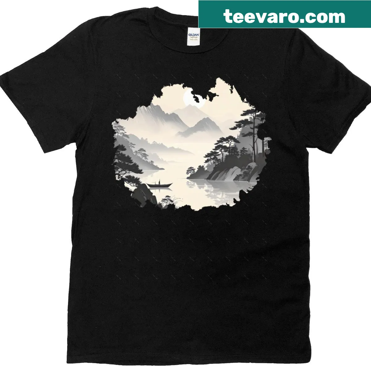 Oversized graphic t-shirt inspired by White Cloud Monastery — on a men's t-shirt