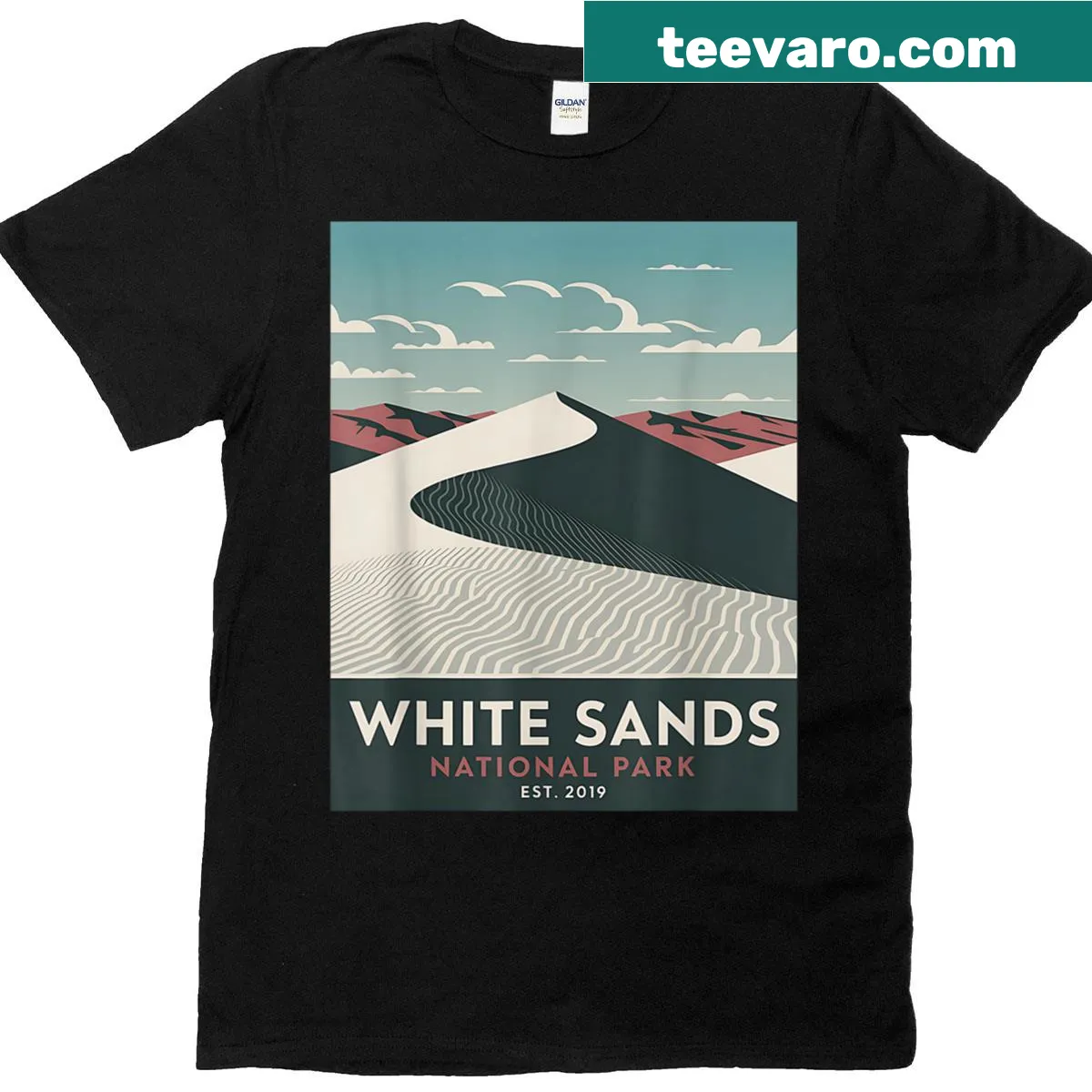 Vintage T-shirt featuring a camping and hiking graphic inspired by White Sands National Park — on a men's t-shirt