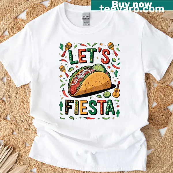 Whimsical taco design on a toddler T-shirt for Cinco De Mayo