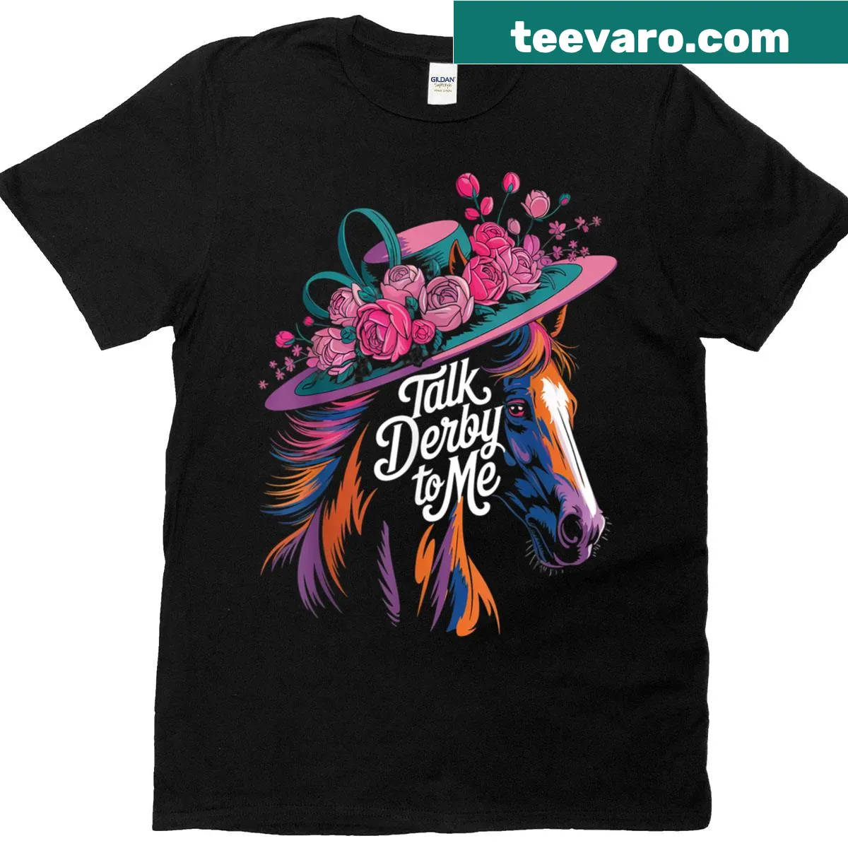 Funny horse racing T-shirt with the phrase 'Women Talk Derby To Me' — on a men's t-shirt