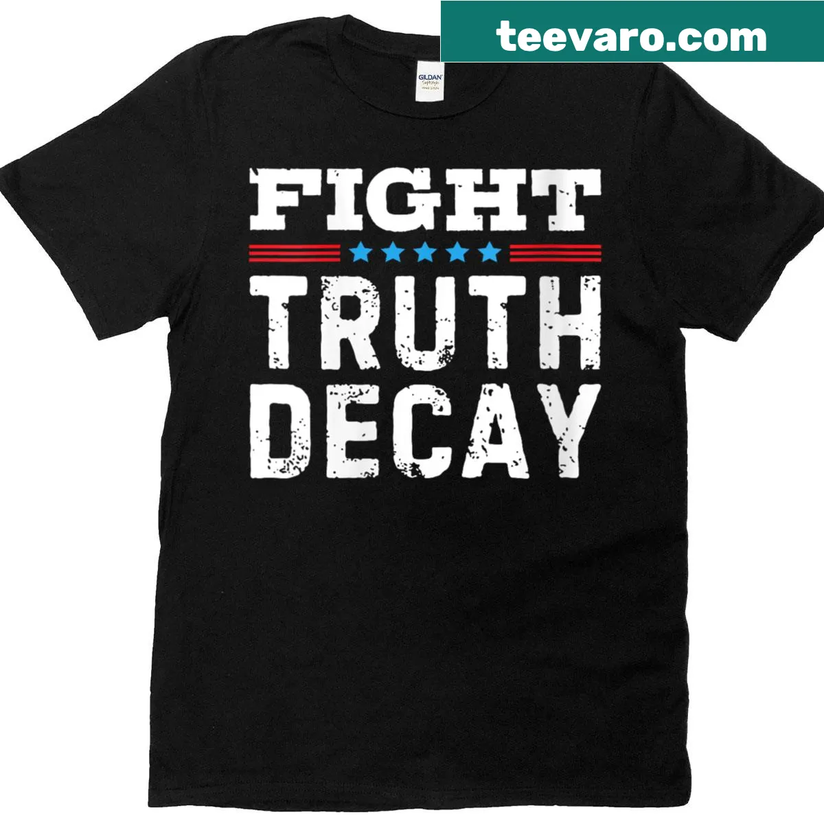 T-shirt with 'Fight Truth Decay' graphic for activists — on a men's t-shirt