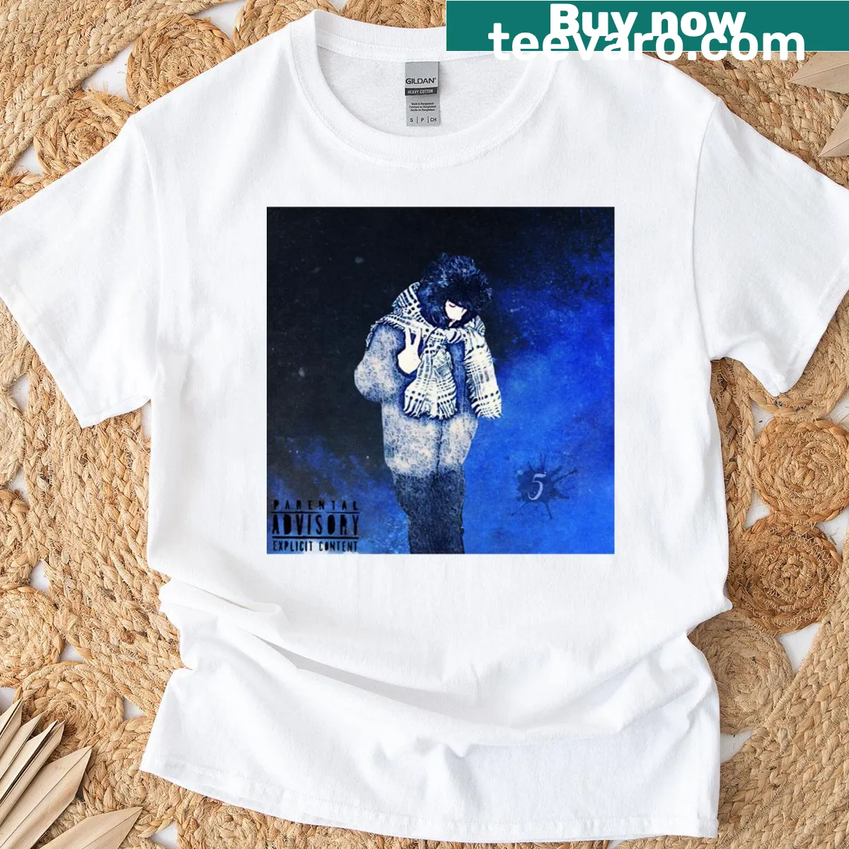 Baby 5 T-shirt with playful text celebrating turning five — on a men's t-shirt